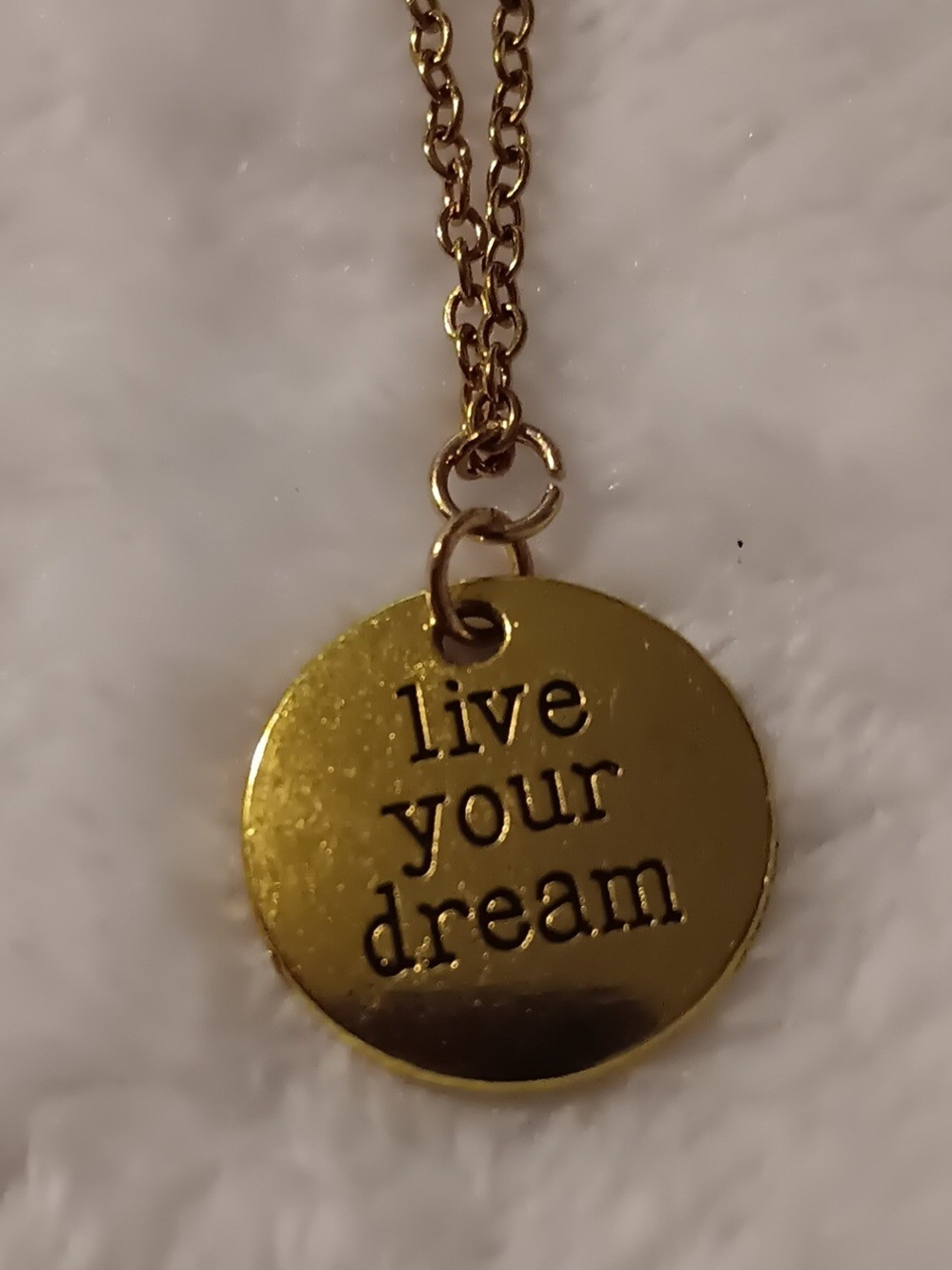 Gold 'Live Your Dream' Inspirational Pendant Necklace